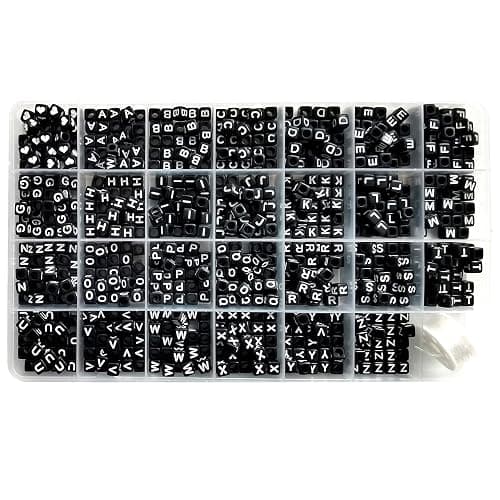 Amaney 810pcs Black Letter Beads 6x6mm Cube Acrylic Alphabet Beads and Cristal Line for Jewelry Making Bracelets Necklaces Key Chains - Image 1