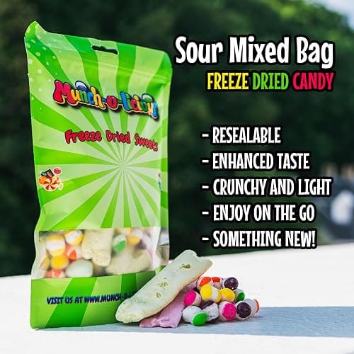 Munch-o-licious Freeze Dried Sweets - NEW 120g - 7 Types/Squashies/Lemon Refresher/Skittles/Chewits/Wham bar/Wham Tastic/Apple refresher thumbnail 4
