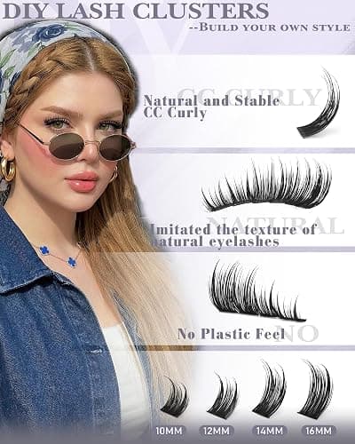zanlufly Lash Clusters Eyelash Clusters Wispy Cluster Eyelash Extensions DIY Individual Lashes Natural Volume Lash Extension C Curly Cluster Lashes with Thin Band thumbnail 6