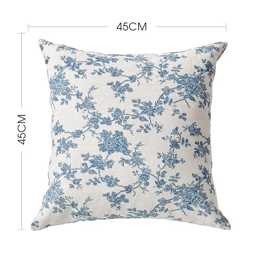 AVOIN colorlife Chinoiserie Grandmillennial Bule White Flower Christmas Throw Pillow Covers 18 x 18 Inch Set of 2, Sateen Breathable Cushion Case on Sofa Couch Soft for Quality Sleep thumbnail 3