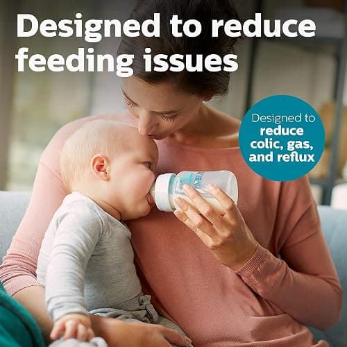 Philips Avent Anti-Colic Baby Bottle with AirFree Vent, Medium Flow, 9 oz | AirFree Vent Bottle for Colic, Gas & Reflux Concerns, Flow 2 for Growing Babies, Easy to Clean and Assemble, BPA-Free thumbnail 2