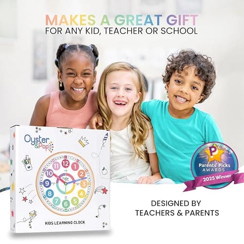 Pastel Learning Clock for Kids – 10" Silent Cute Wall Clock for Classroom & Children’s Bedroom – Non-Ticking Analog Teaching Clocks – Includes E-Book Guide to Help Kids Learn to Tell Time Easily thumbnail 6