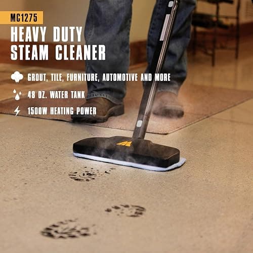 McCulloch MC1275 Heavy-Duty Steam Cleaner, 45 Minute Runtime, 18 Accessories: Mop Head, Brushes, & More - Built for Home, Tile, Grout, Carpet, Furniture, & Personal Car Detailing thumbnail 2