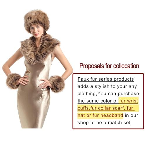 Women's Faux Fur Wrist Cuffs Winter Fox Furry wristbands Fluffy Fur Cuff Bracelet Arm Warmer accessories thumbnail 7