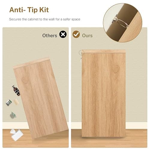 TEENFON 55" Dresser for Bedroom with 6 Drawers, Dressers & Chests of Drawers with Curved Profile Design, 6 Drawer Dresser, Bedroom Dressers, Wood Dressers for Bedroom, Hallway, Natural thumbnail 9