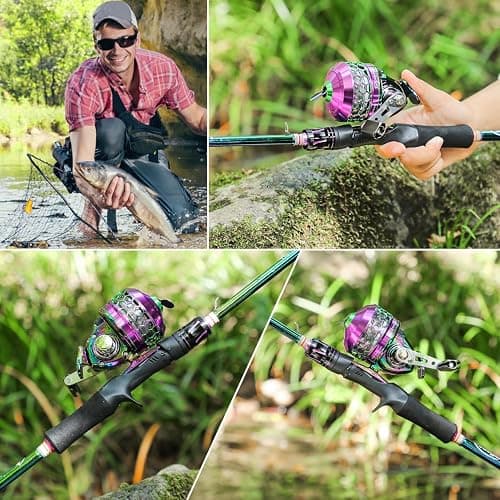 Sougayilang Fishing Reel Rod Combo, Two Pieces Colorful Poratble Light Weight Casting Rod with Spincast Fishing Reel for Freshwater thumbnail 7