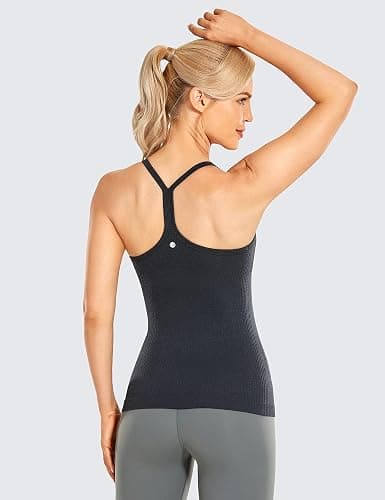 CRZ YOGA Seamless Workout Tank Tops for Women Racerback Athletic Camisole Sports Shirts with Built in Bra thumbnail 2