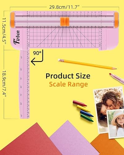 Firbon Pink A5 Paper Cutter, Straight Small Paper Trimmer with Side Ruler for Scrapbooking Craft, Paper, Coupon, Label, Cardstock thumbnail 3