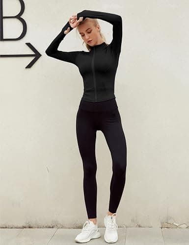 Lviefent Womens Lightweight Full Zip Running Track Jacket Workout Slim Fit Yoga Sportwear with Thumb Holes thumbnail 8