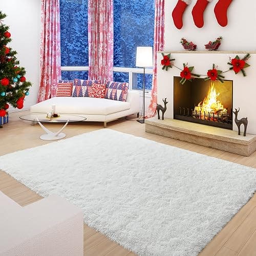Andecor Soft Fluffy Bedroom Rugs, 4 x 6 Feet Indoor Shaggy Plush Area Rug for Boys Girls Kids Baby College Dorm Living Room Home Decor Floor Carpet, White thumbnail 9