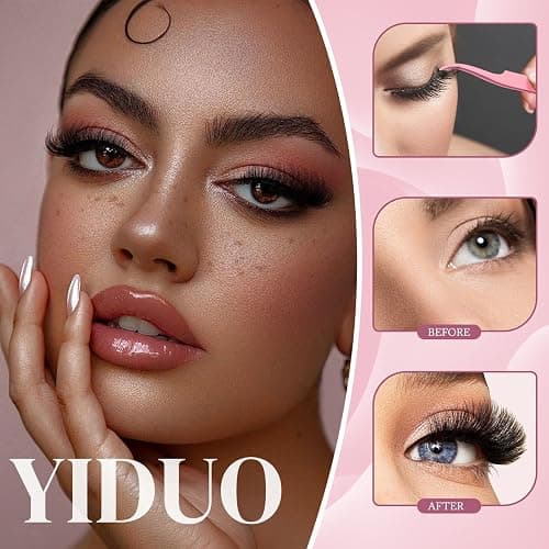 YIDUO Clusters Lashes Kit False Eyelashes Extensions 40D+60D+80D+100D Volume D Curl Wispy Individuals Fake Eyelash, 308Pcs All-in-1 Pack with Glue |Tweezers |Removers |Eyelash & Eyebrow Brush thumbnail 6