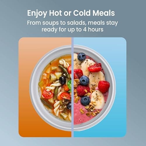 Bentgo Bowl - Insulated Leak-Resistant Bowl with Snack Compartment, Collapsible Utensils and Improved Easy-Grip Design for On-the-Go - Holds Soup, Rice, Cereal & More - BPA-Free, 21.2 oz (Gray) thumbnail 4