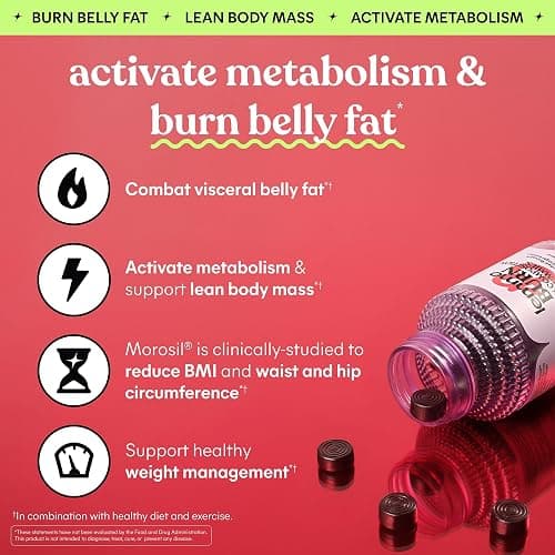 Lemme Burn Belly Fat & Metabolism Gummies for Women, 30-Day Supply | Clinically Studied Morosil, Black Ginger, B6, B12, Chromium, Vegan, Gluten-Free, Berry Flavor thumbnail 2