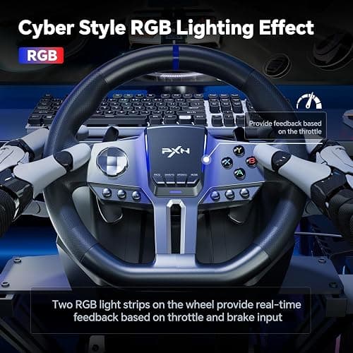 PXN PC Steering Wheel, V9 GEN2 Universal Usb Car Sim 270/900 Degree Race Steering Wheel with 3-Pedals and Shifter Bundle for PC, Xbox One, Xbox Series X/S, PS4, PS3 thumbnail 2