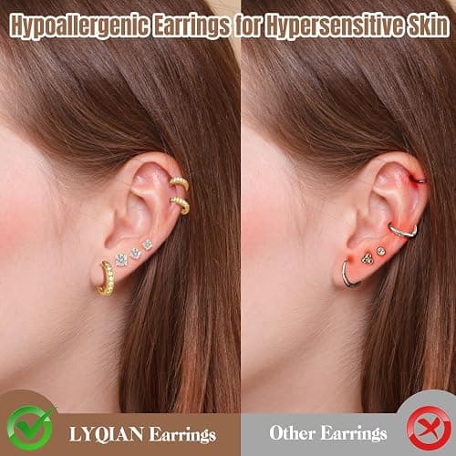 5 Pairs Tiny Huggie Hoop Earrings for Women, Lightweight Mini CZ/Cubic Zirconia Hoops Set for Women's Cartilage Helix Lobe Ear Piercings Small Hoop Earrings 5/6/7/8/9mm thumbnail 6
