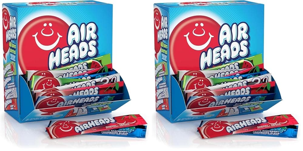 Airheads Full-Size Candy Bars, Taffy Candy Bulk Variety Pack, Individually Wrapped, Six Assorted Fruit Flavors Artificially Flavored, 60 Count Box (Pack of 2) - Image 1