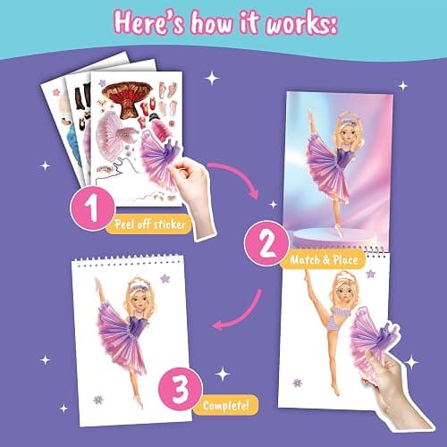BSCOOL Sticker Dress Up Ballet - Sticker Activity Book for Kids. Learn Girls Fashion Design for Ballet with Stickers and Guides for Kids 5 and up. with 100+ Removable Stickers thumbnail 5