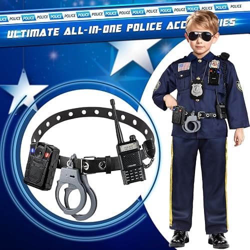 Deluxe All-in-One Police Accessories Role Play Set for Kids, Police Gear Toys Include Police Badge, Handcuffs, Belt... 8PCS Cop Accessories for Kids, Police Officer Costumes Birthday Gifts thumbnail 6