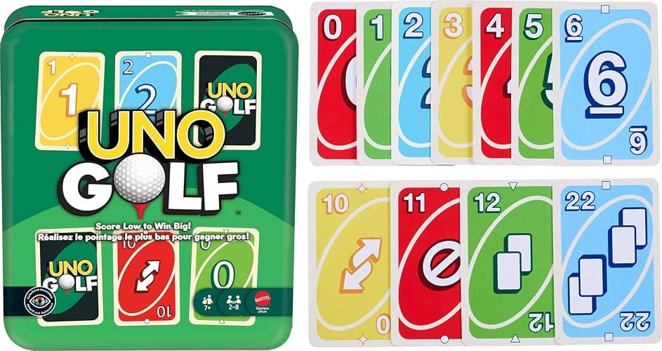 Mattel Games UNO Golf Card Game in Storage & Travel Tin for Kid & Family Nights, Parties & Vacations, 2 to 8 Players Ages 7+ Years (Amazon Exclusive) thumbnail 5