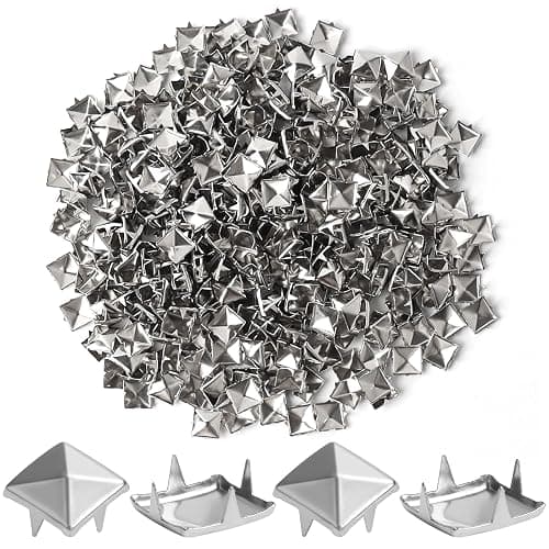 SBYURE 1000 Pieces 10mm Silver Studs for Clothing Four-jaw Square Spikes for Crafts Punk Metal Spike Studs for Leather Jacket Bag Dog Collar - Image 1