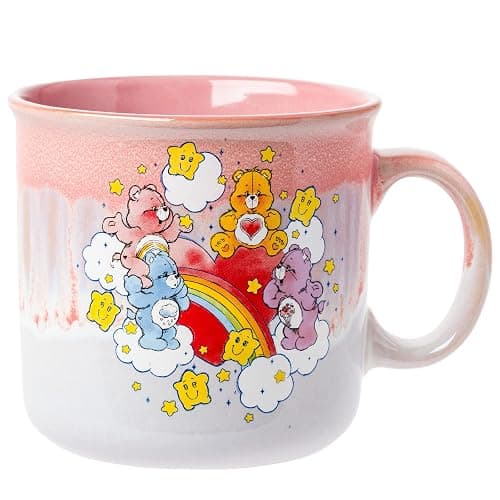 Silver Buffalo Care Bears Rainbow with Stars Reactive Glaze Ceramic Camper Mug Featuring Tenderheart, Cheer, Grumpy, and Share Bear, 20 Ounces - Image 1