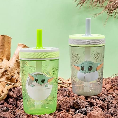 Zak Designs Star Wars The Mandalorian Kelso Toddler Cups For Travel or At Home, 15oz 2-Pack Durable Plastic Sippy Cups With Leak-Proof Design is Perfect For Kids (Baby Yoda, Grogu) thumbnail 2