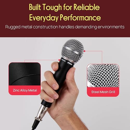 Pyle Microphone, Dynamic Cardioid, XLR Cable Included, Unidirectional, Rugged Construction, Built-in Pop Filter, Perfect for Stage & Studio, High Gain, Ultra-Wide Frequency Response, 15ft Cable thumbnail 5