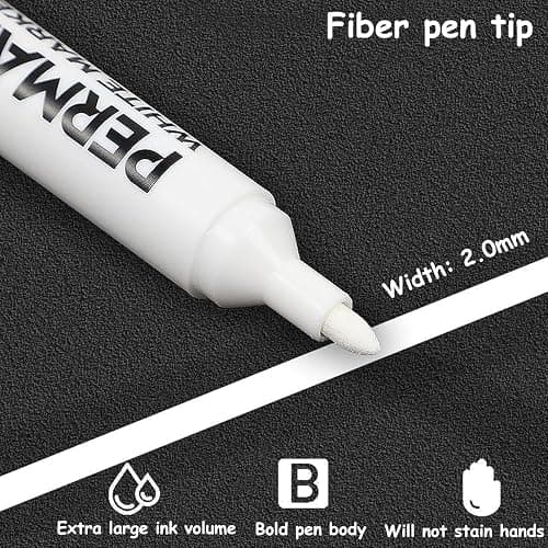 RiyaNed White Acrylic Pens,Waterproof Permanent Marker 2.0mm Quick-drying Suitable for ceramic, stone, canvas, metal, wood, glass, Easter eggs, Christmas decoration design painting. thumbnail 6