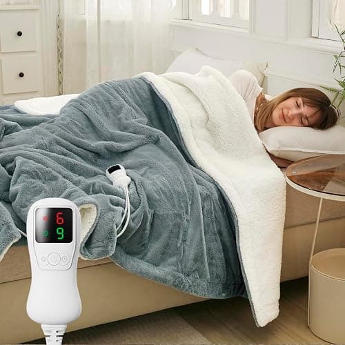 Electric Blanket Full Size 72"x84", Heating Blanket, Soft Flannel Heated Blanket, 9 Heating Levels,1-9 Hours Auto Off, Fast Heating, Overheat Protection, Machine Washable,Gifts for Woman, Gray - Image 1