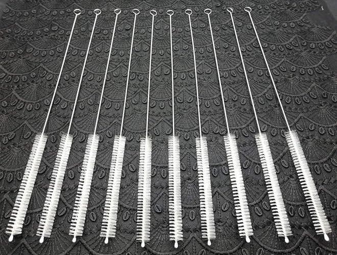AFUUFA Straw Cleaner Brush for Stanley Extra Long 12 inch, Extra Wide 12mm diam for 40/30/20 oz Stanley Mug, Nylon Bristles and Stainless Steel Handle Straw Brush for 40 oz Stanley(10 PCS) thumbnail 3