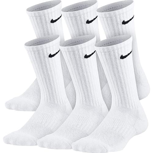 Nike Kids' Everyday Cushion Crew Socks (6 Pairs), White/Black, Small - Image 1