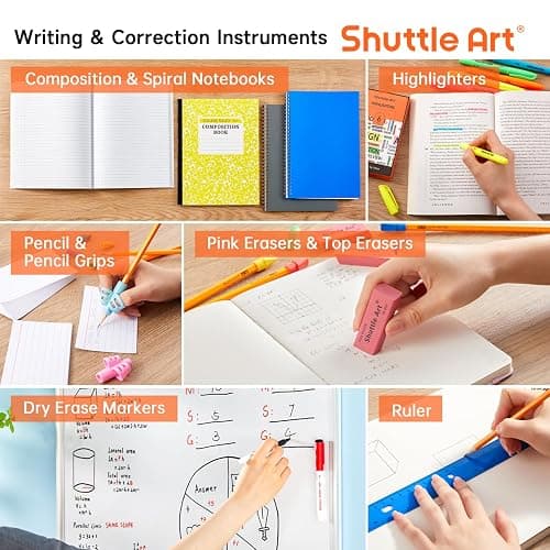 Shuttle Art 102 PCS Back to School Supplies Kit, School Supply Box for Grades K-5, School Supplies for Kids and Students, Including Pencils, Pens, Markers, Erasers, Notebooks, Folders and More thumbnail 3
