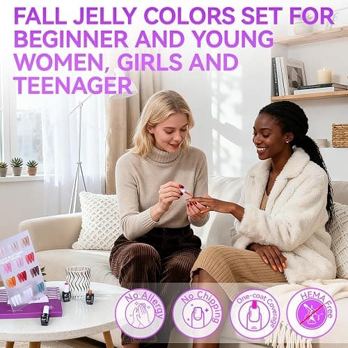 Gelike EC Jelly Color Gel polish: 12 Nail Gel Colors Set with Hema Free Formula One Coat Coverage Easy to Use Brush On Natural or Acrylic Nails Long Lasting for Teens and Young Women Manicure DIY Home thumbnail 9