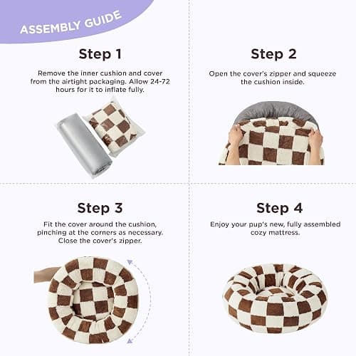 LE SURE Donut Small Dog Bed - Round Cat Beds for Indoor Cats Anti-Anxiety Calming Pet Beds, Washable Cute Modern Beds with Teddy Sherpa Plush & Anti Slip Bottom Brwon thumbnail 5