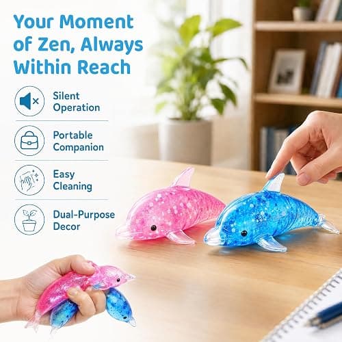 2 Pack Squishy Dolphin Sugar Stress Balls for Adults, Kawaii Dolphin Sugar Ball Squishy Vase Fillers, Sea-Animals Sensory Stress Vase Fillers, Party Favors, Easter Basket Stuffers thumbnail 5