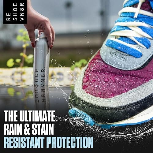 RESHOEVN8R Rain & Stain Shoe Protector Spray - Waterproof, 6.5oz | Quick-drying, no harsh chemicals, protects sneakers, suede, canvas, leather & white shoes, long-lasting thumbnail 9
