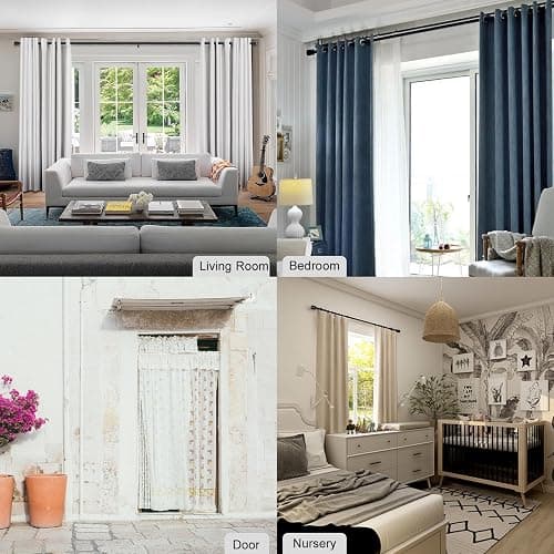 Byondeth Curtain Rods for Windows 16 to 144 Inches Adjustable Length 1 Inch Diameter Window Curtain Rod with Aluminium Finials, Black thumbnail 3