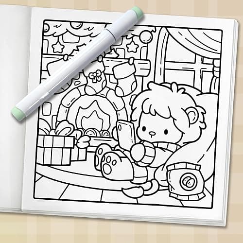 Merry Christmas: Cozy Coloring Book for Adults and Teens with Adorable Characters and Cute Holiday Scenes for Relaxation thumbnail 6