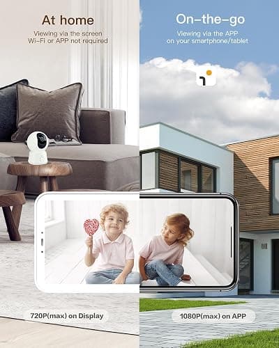 ARENTI WiFi Baby Camera Monitor B2 Kit 2026 Upgraded, 5-inch Wireless Display, Smartphone App, Encrypted Connection, Lullaby, Super Night Vision, Auto Tracking, Temp Sensor, Support Local Storage thumbnail 2