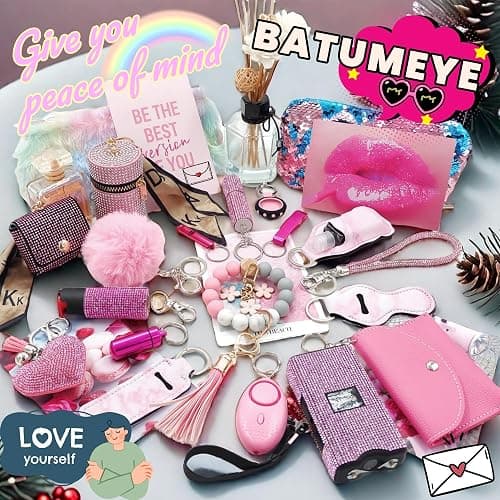 BATUMEYE Keychain Set for Woman Gift with Whistle Bottle Opener Card Holder Wristlet Strap Travel Bottle Holder thumbnail 2
