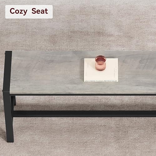 GAOMON Dining Table Set for 4, Wooden Kitchen Table with 2 Benches, 3 Piece Rectangular Dining Room Set, Space Saving Kitchen Tables Sets for Apartment, Small Space, Home, Rustic Gray thumbnail 7
