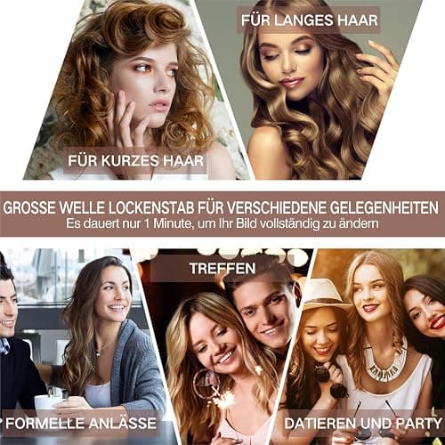 TOP4EVER Welleneisen für Haare, 22 mm 3-Fässer-Lockenstab für Beach Waves | Keramikbeschichtung, 28 s Aufheizzeit, 2 Temperaturstufen mit 170/220 °C, für große Wellen sowie lange und kurze Haare thumbnail 7