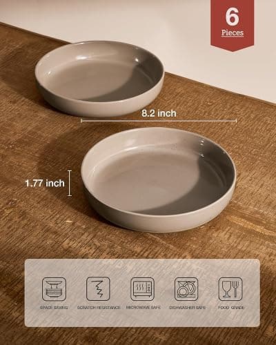 famiware Milkyway 33 oz Pasta Bowls Set of 6, Cinnamon Brown | Scratch-Resistant Stoneware Salad Bowls, Stackable, Dishwasher & Microwave Safe, Lead-Free thumbnail 3