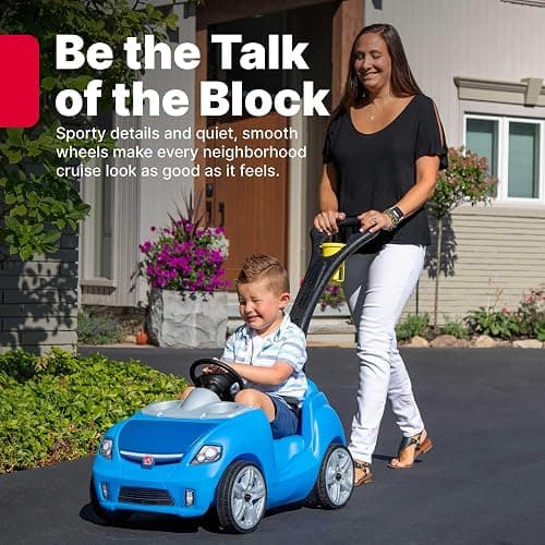 Step2 Whisper Ride II Kids Push Car, Ride-On Car with Seat Belt and Horn, Toddlers and Preschoolers Ages 18 Months–4 Years, Max Weight 50 lbs., Quick Fold Handle, Stroller Alternative, Blue thumbnail 5
