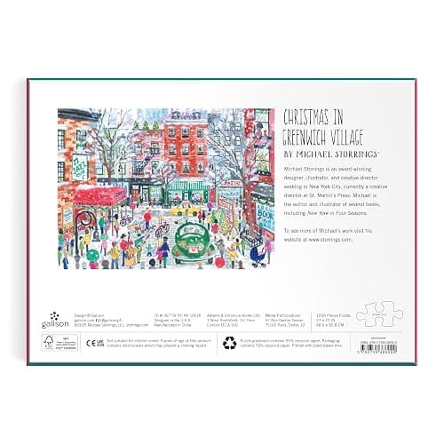Galison Christmas in Greenwich Village – 1000 Piece Michael Storrings Jigsaw Puzzle Featuring Beautiful Artwork of The NYC Neighborhood in The Winter Time thumbnail 3