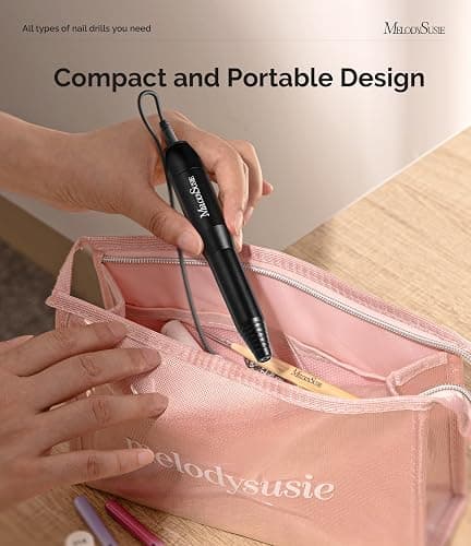 MelodySusie Electric Nail Drill Machine,PC120I Portable Electric Nail File Efile Set for Acrylic Gel Nails, Manicure Pedicure Tool with Nail Drill Bits Sanding Bands Dust Brush, Black thumbnail 3