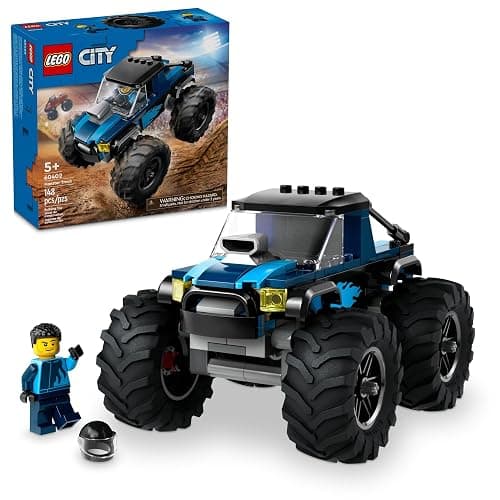 LEGO City Blue Monster Truck Off-Road Toy Playset with a Driver Minifigure, Imaginative Toys for Kids, Fun Gift for Boys and Girls Aged 5 Plus, Mini Monster Truck, 60402 - Image 1