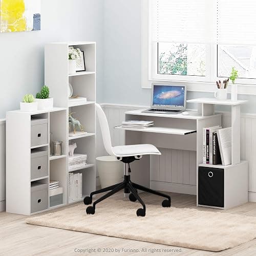 Furinno LUDER Book Shelf, 5-Cube Bookshelf, Reversible Bookcase, 9.4 x 19.5 x 31.5, Easy Assembly, for Living Room, Bedroom, Home Office, White thumbnail 5
