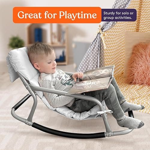 Special Supplies Sensory Rocking Chair for Kids - Comfortable Kids Rocker- Versatile Floor Chair with Soft Fabric and Stability for Playroom, Bedroom, or Nursery (Ages 3+) - Grey thumbnail 5