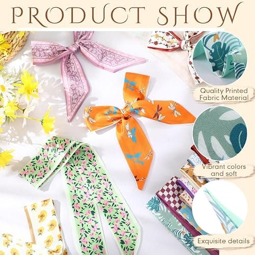 Shyyween Bulk Purse Scarf Headband for Women Hair Purse Scarf Handbag Neck Ribbon for Christmas Women Headband Gift thumbnail 3